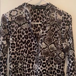 ZARA animal print long sleeve blouse